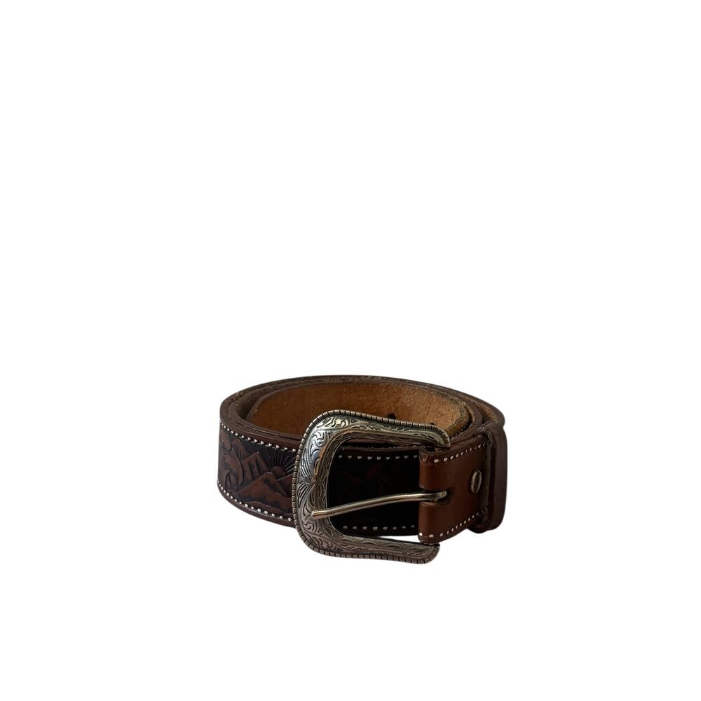 Cindillo Genuine Leather Tooled Eagle Belt Western Cowboy Size 34